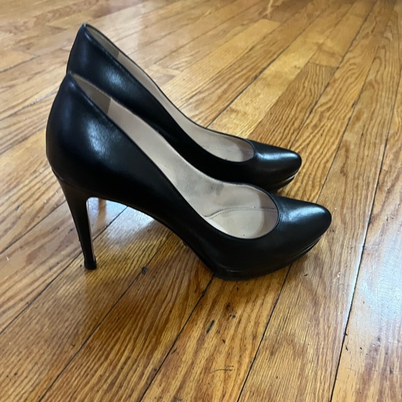 PRADA Black Leather point Toe Platform Pump Shoes Size 37 1/2 - Picture 3 of 6